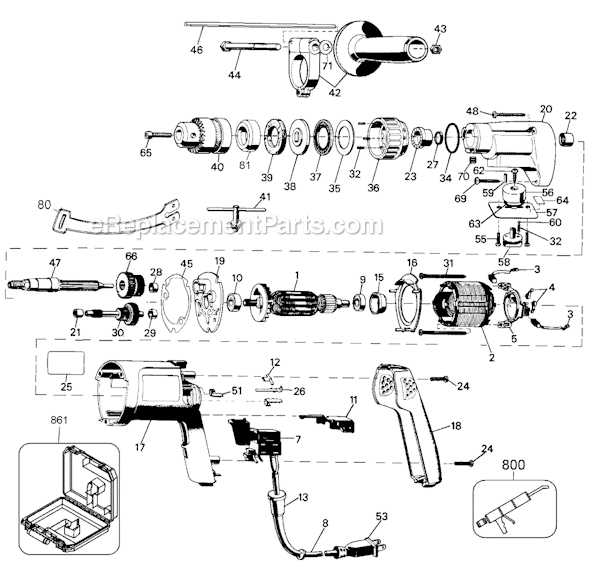 Page A Diagram and Parts List for 5072 Type 100 Black and Decker Hammer Drill